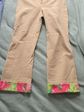 Lilly Pulitzer White Label Khaki With Floral Border